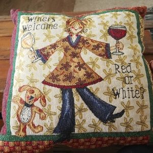 Winers Welcome Red or White Decorative Pillow